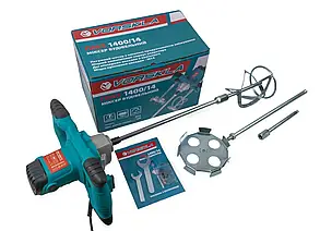 Будівельний міксер VORSKLA ПМЗ 1400/14 (Дві міксерні насадки в комплекті)