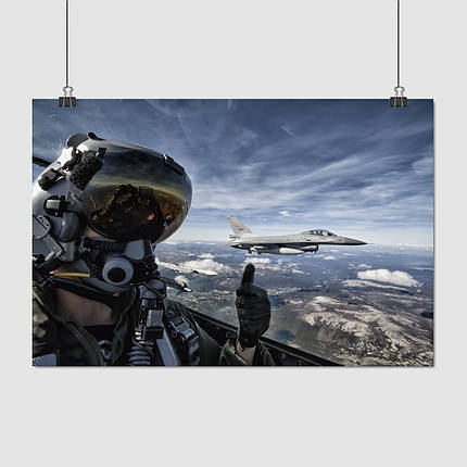 Плакат "Пілот у винищувачі F-16 Fighting Falcon", 40×60см, фото 1