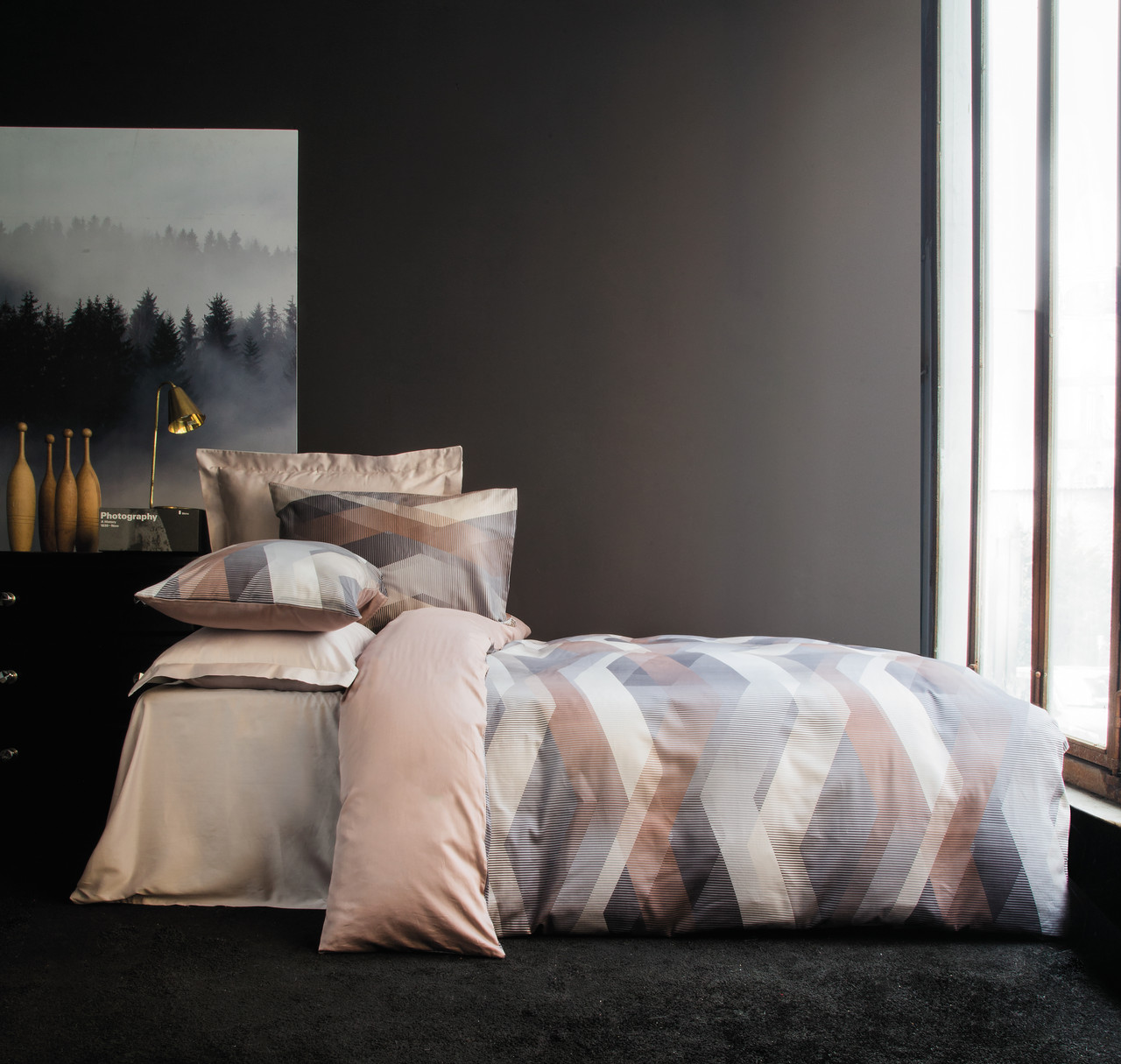 Постільна Білизна Issimo Home Digital Satin Helix Brown двоспальний євро 200х220см, фото 1