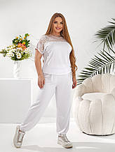 Літній жііночий костюм двійка розмір плюс Мавка білий (52-70)