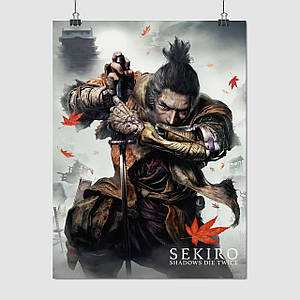 Плакат "Однорукий вовк: Тіні вмирають двічі, Sekiro: Shadows Die Twice", 60×45см