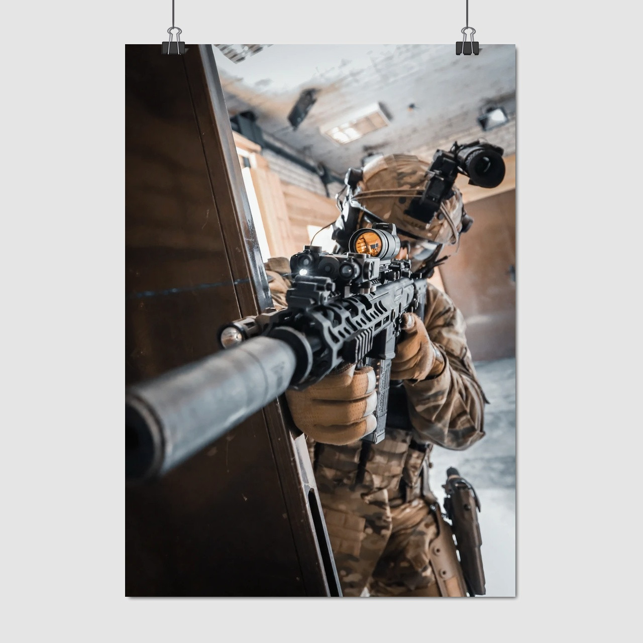 Плакат "Боєць спецпризначення СБУ зі зброєю, ЗСУ, Україна", 60×43см