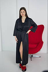 ХАЛАТ ШОВКОВИЙ жіночий довгий ЧОРНИЙ 117