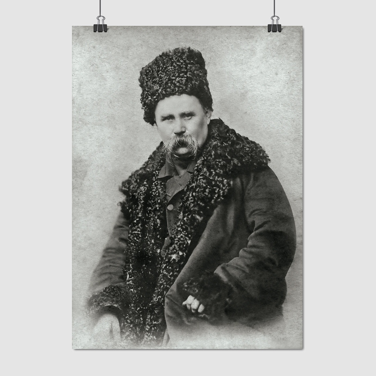 Плакат "Тарас Григорович Шевченко, Кобзар, фотопортрет ", 60×43см