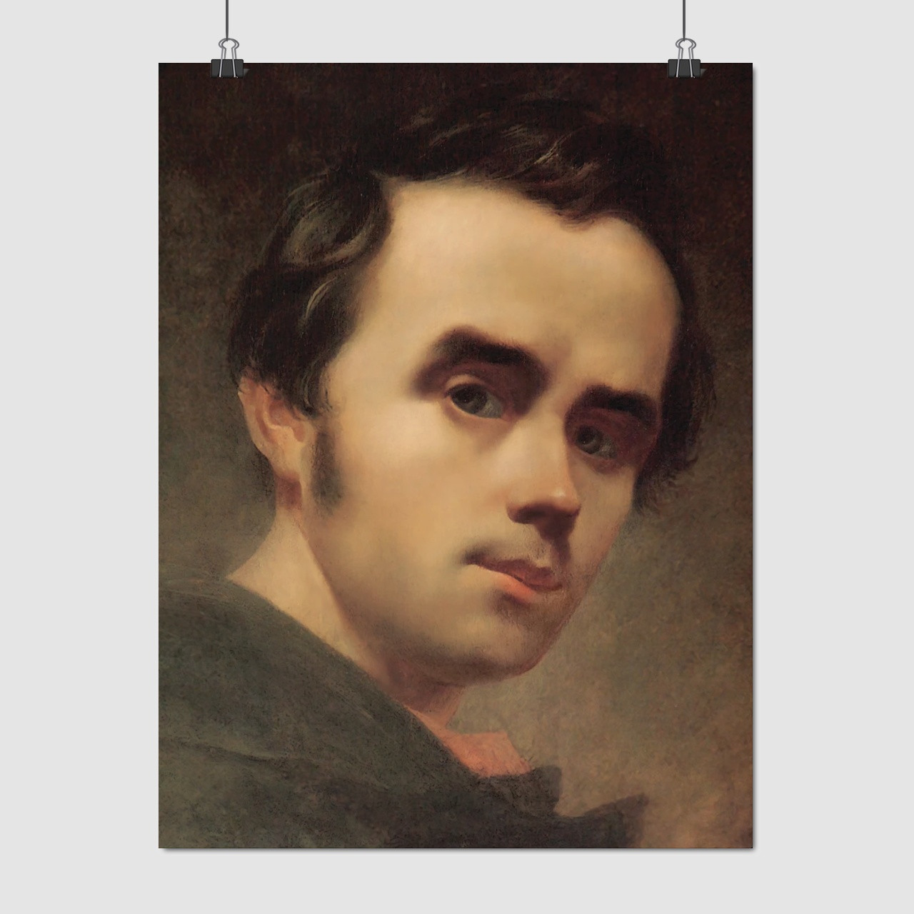 Плакат "Тарас Григорович Шевченко, Кобзар, автопортрет ", 60×45см