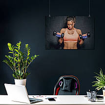 Плакат "Дівчина з двома гантелями, шейпінг", 40×60см, фото 3