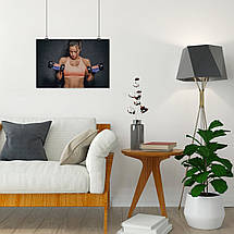 Плакат "Дівчина з двома гантелями, шейпінг", 40×60см, фото 4