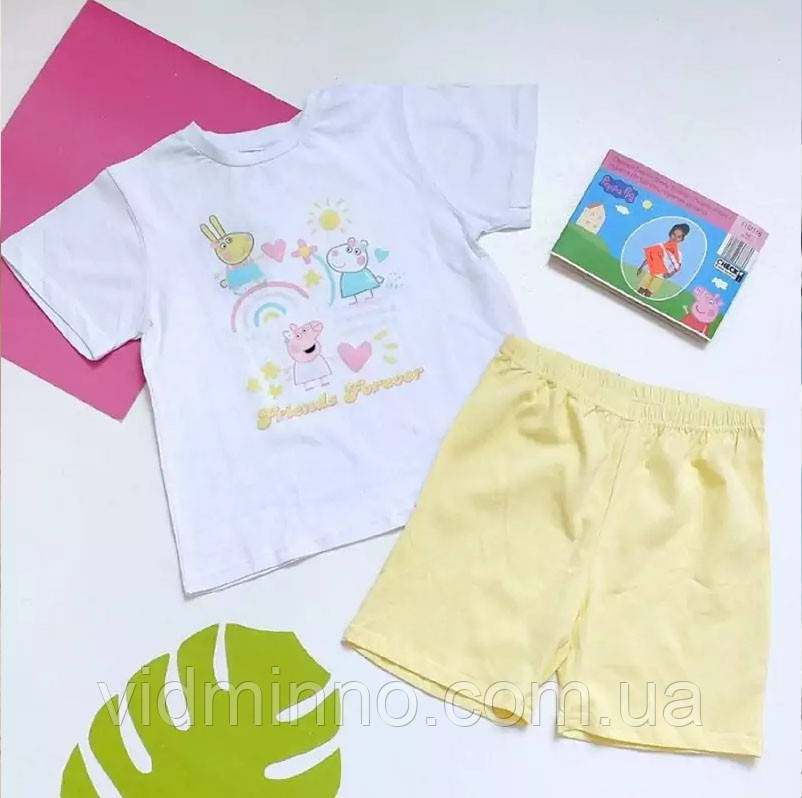 Літня піжама (футболка + шорти) Peppa Pig на дівчинку р.86-92, 1-2 роки