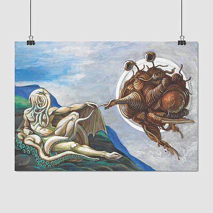 Плакат "Народження Ктулху, Макаронний монстр, Birth Of Cthulhu", 43×60см, фото 1