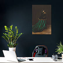Картина на полотні "Клод Моне, Жінка в зеленому, Claude Monet, The Woman in the Green Dress", 60×40см, фото 5