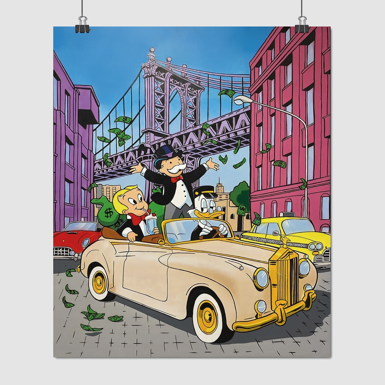 Плакат "Містер Монополі розкидає гроші, Alec Monopoly, Mr. Monopoly", 60×50см