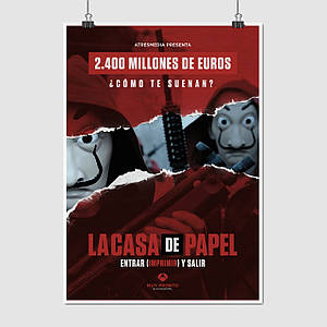 Плакат "Паперовий будинок, Money Heist. La casa de papel", 60×43см