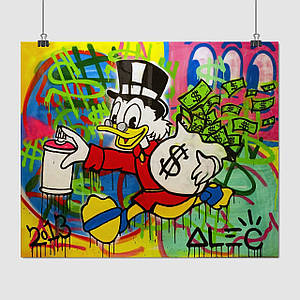 Плакат "Скрудж Макдак з мішком грошей, Alec Monopoly", 50×60см