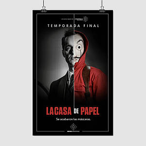 Плакат "Паперовий будинок, Money Heist. La casa de papel", 60×38см