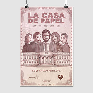 Плакат "Паперовий будинок, Money Heist. La casa de papel", 60×40см