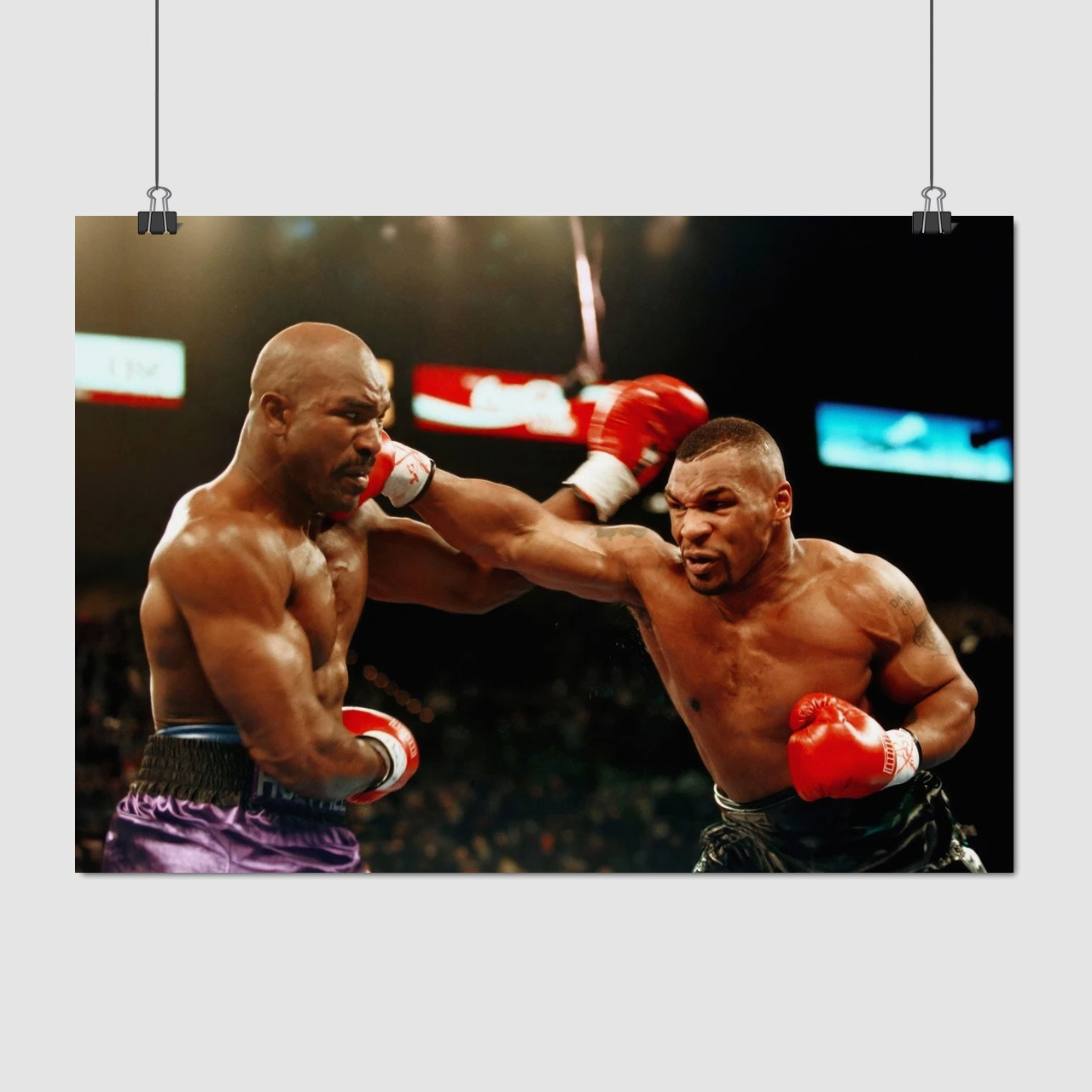 Плакат "Майк Тайсон та Евандер Холіфілд, бій рінг боксери, Mike Tyson", 42×60см