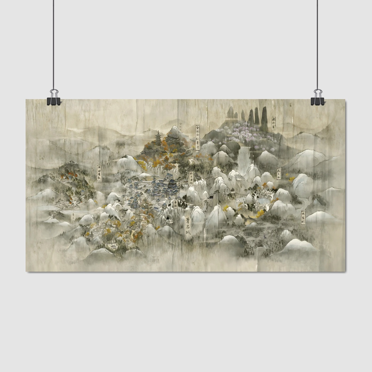 Плакат "Секіро, карта ігрового світу, Японія, Sekiro", 60×111см