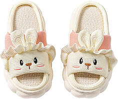 Домашні капці зайчата льняні тапочки зайчики
