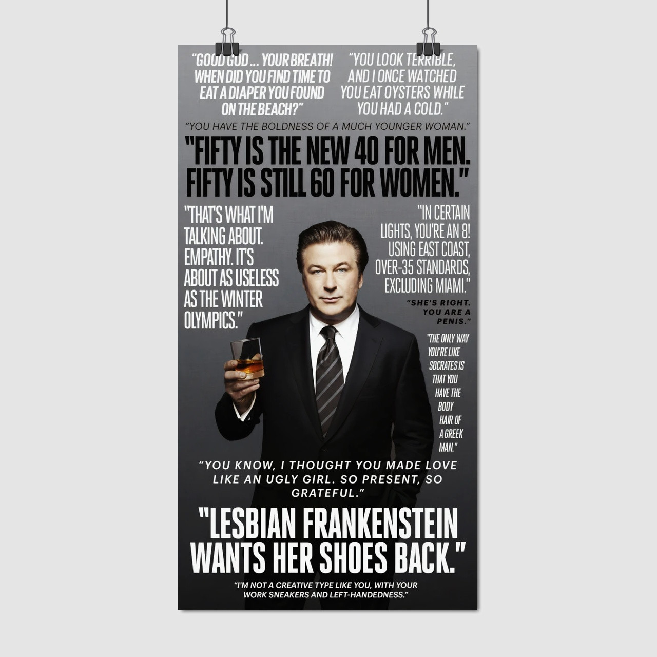 Плакат "30 потрясінь, Алек Болдвін, найкращі фрази, 30 Rock, Alec Baldwin", 60×40см
