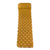 Туристичний надувний карімат з помпою Матеріал: 40D Nylon + TPU 195*56 Жовтий