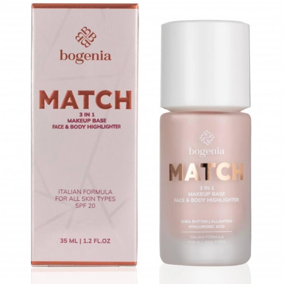 База-хайлайтер під макіяж Bogenia MATCH 3 in1 Makeup Base, Face & Body Highlighter 35 мл