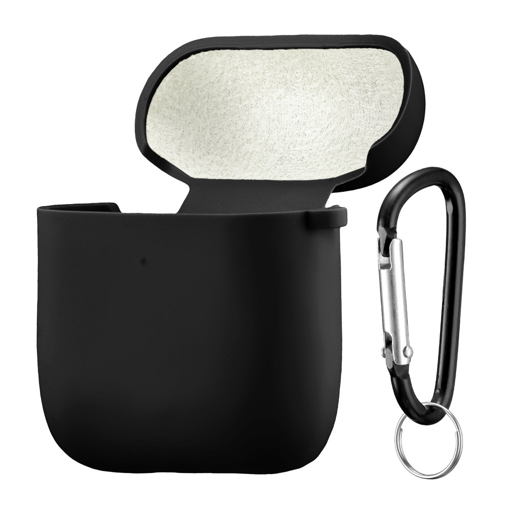 Чохол Silicone Case Fibra для навушників Apple AirPods 1/2 (Black), фото 1