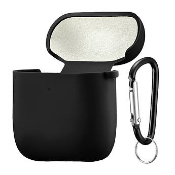 Чохол Silicone Case Fibra для навушників Apple AirPods 1/2 (Black)