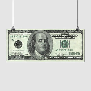 Плакат "Сто доларів США (сувенірні), 100 dollars", 25×60см