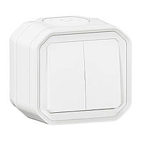 Перемикач кнопковий двоклавішний 10А, Legrand PLEXO IP55 білий (069755L)