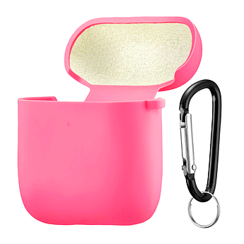 Чохол Silicone Case Fibra для навушників Apple AirPods 1/2 (Shiny Pink)