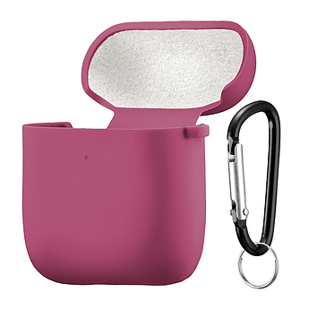 Чохол Silicone Case Fibra для навушників Apple AirPods 1/2 (Rose Red)