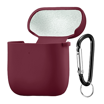 Чохол Silicone Case Fibra для навушників Apple AirPods 1/2 (Bordo)