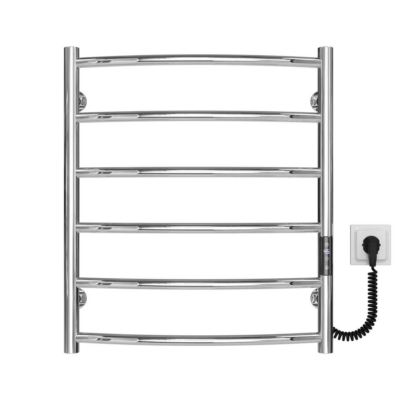 Рушникосушарка електрична Класік П6 500х600 Deffi нержавіюча сталь (хром, JD03, Праве підключення), фото 1