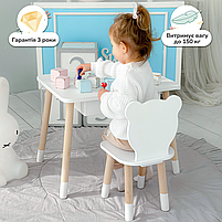 Столик із шухлядою для олівців і розмальовок 46х60х45 та стільчик для занять та ігор 26.5х26х25, стіл та стілець в дитячу,білий, фото 5