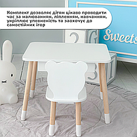 Дитячий столик і стільчик білий. Столик із шухлядою для олівців і розмальовок, фото 10