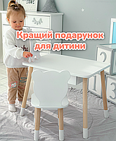 Столик із шухлядою для олівців і розмальовок 46х60х45 та стільчик для занять та ігор 26.5х26х25, стіл та стілець в дитячу,білий, фото 4
