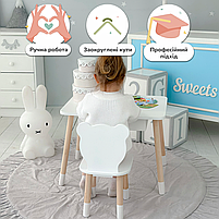 Столик із шухлядою для олівців і розмальовок 46х60х45 та стільчик для занять та ігор 26.5х26х25, стіл та стілець в дитячу,білий, фото 2