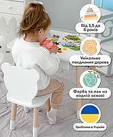 Столик із шухлядою для олівців і розмальовок 46х60х45 та стільчик для занять та ігор 26.5х26х25, стіл та стілець в дитячу,білий, фото 6