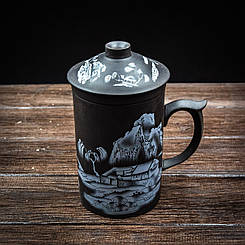 Чашка-заварник глина (коричневий) 300 мл