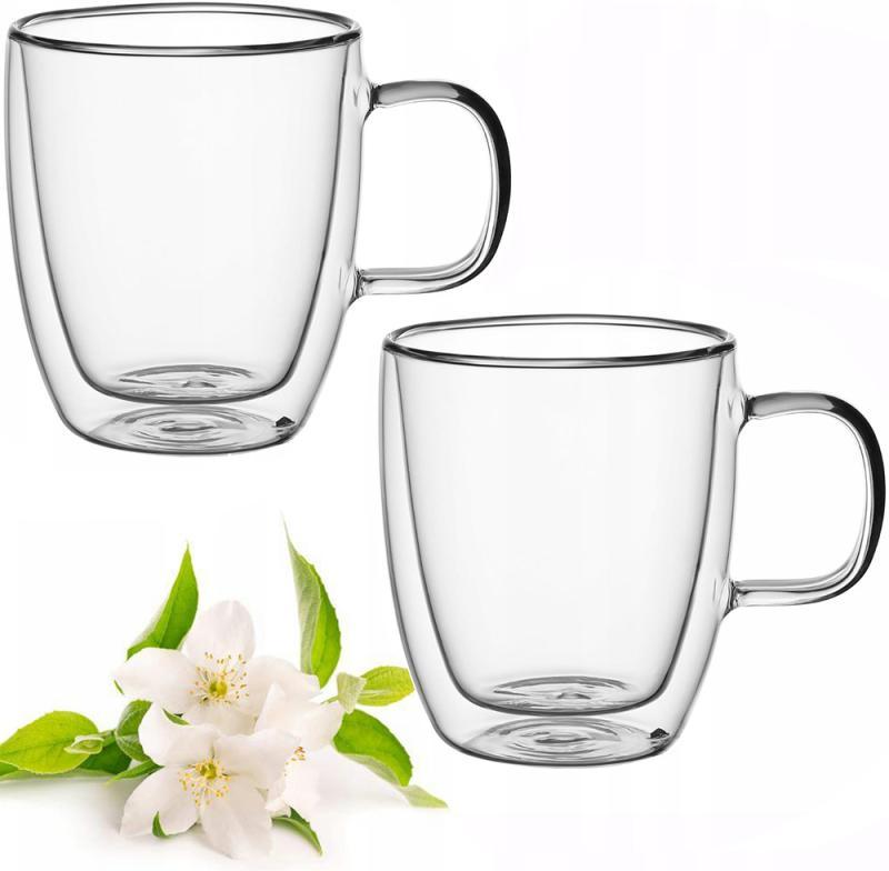 Набір 2 скляні кухлі Kamille 350 мл, термокухлі з подвійними стінками, фото 1