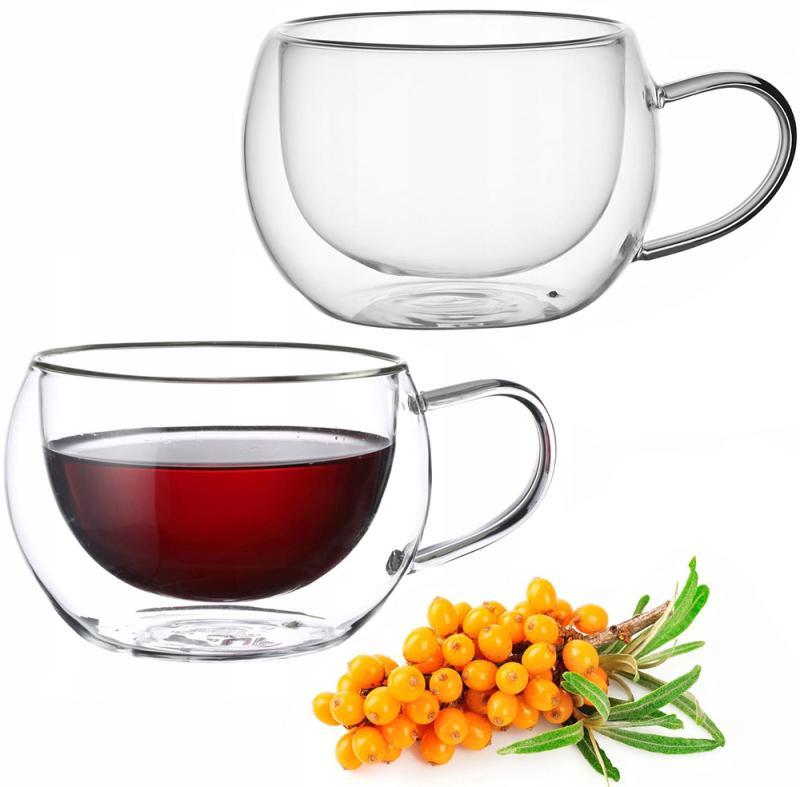 Набір 2 скляні чашки Kamille 300 мл, термочашки з подвійними стінками, фото 1