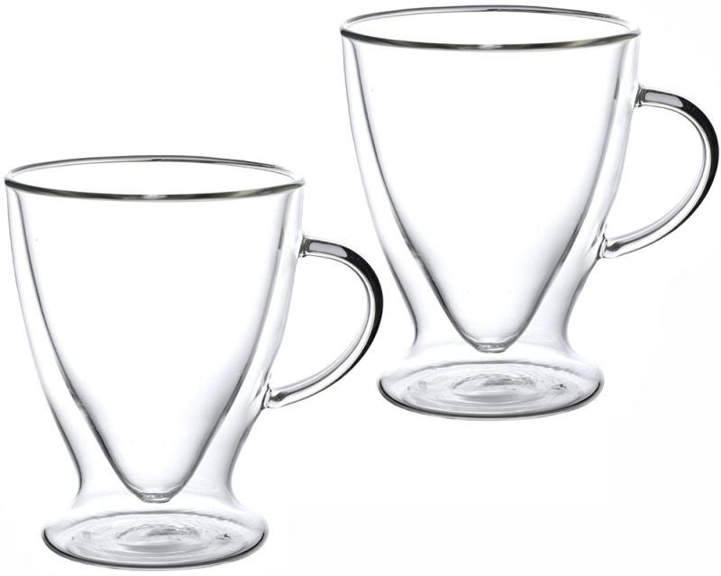 Набір 2 скляні чашки Kamille "Конус" 300 мл, термочашки з подвійними стінками, фото 1