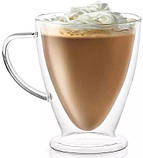 Набір 2 скляні чашки Kamille "Конус" 300 мл, термочашки з подвійними стінками, фото 2