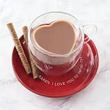 Набір 2 скляні чашки Kamille "Серце" 250 мл, термочашки з подвійними стінками, фото 4