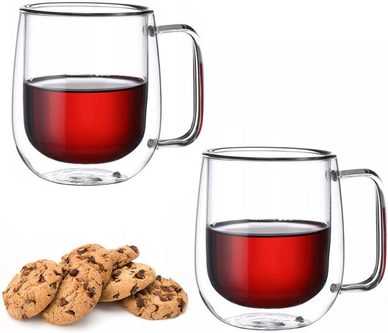 Набір скляних кухлів Kamille 300 мл, 2 термокухлі з подвійними стінками, фото 1