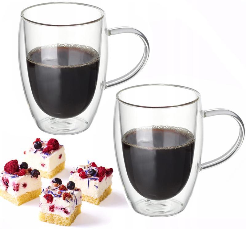 Набір 2 скляні чашки Kamille 350 мл, термочашки з подвійними стінками, фото 1