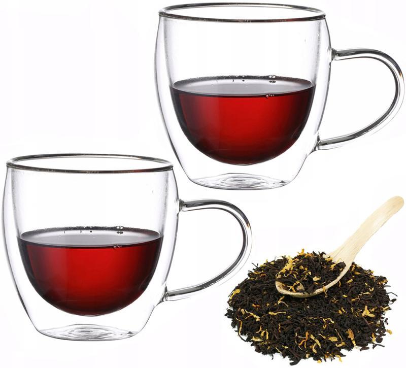 Набір 2 скляні кавові чашки Kamille 100 мл, термочашки з подвійними стінками, фото 1