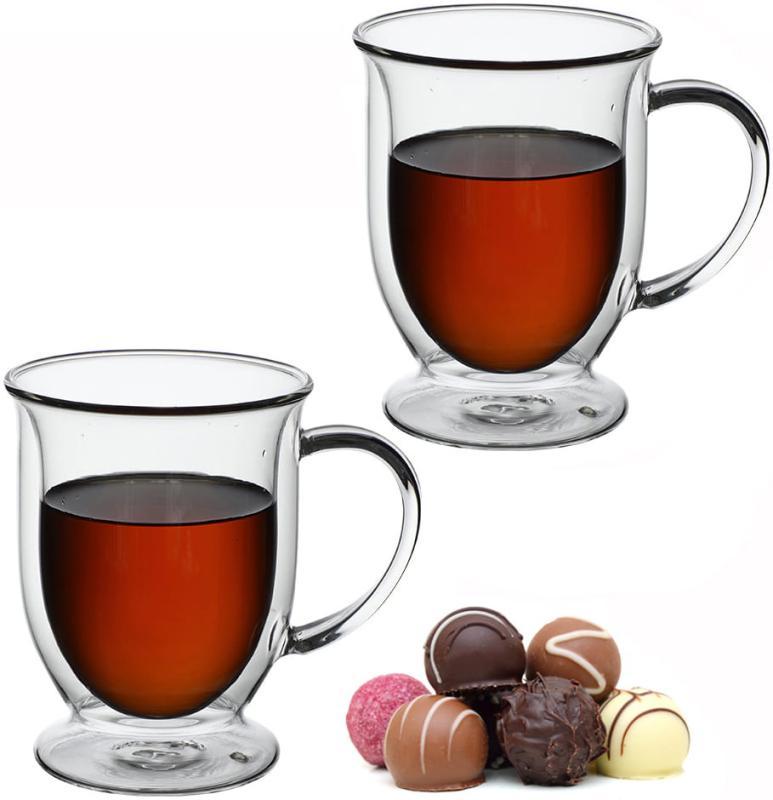 Набір 2 скляні чашки Kamille 370 мл, термочашки з подвійними стінками, фото 1