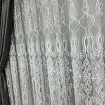 Фатинова тюль із кордовою вишивкою No161003 Білий на відріз, фото 2