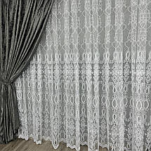 Фатинова тюль із кордовою вишивкою No161003 Білий на відріз, фото 4